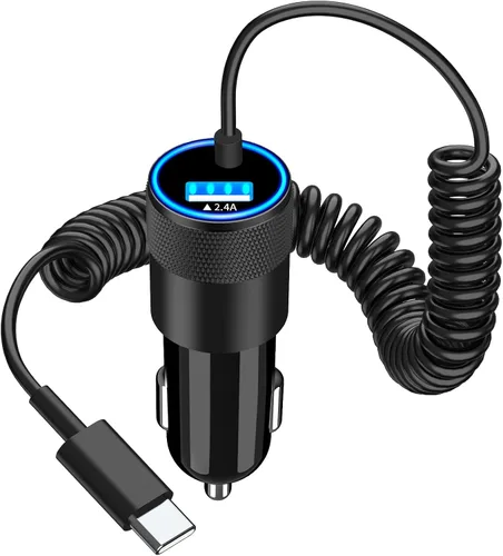 Vista 13 de Cargador retráctil certificado MFi de Apple, cargador de coche de 120W PD Bronce negro