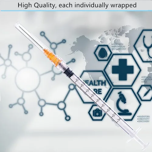 Vista 4 de Paquete de 100 jeringas de laboratorio desechables de 0.0fl ozcc con aguja Luer Lock de 25 Ga de 1 pulgada, empaquetadas individualmente