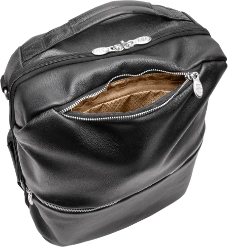 Vista 4 de McKlein U Series East Side Mochila para portátil, cuero negro (18875)