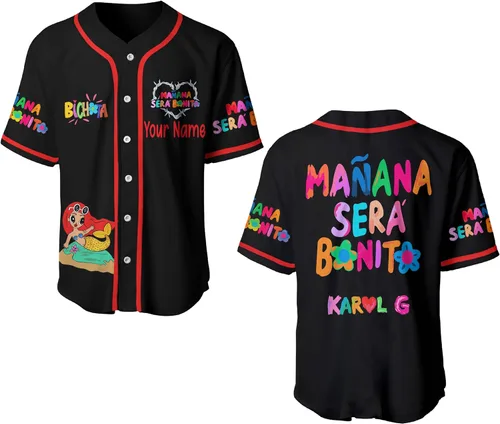 Ka% rol G Jersey, regalos para fanáticos, Mañ.ana Se.rá Bo.nito New Album, Bi% cho.ta Jersey, Ka%rol G Jersey Negro, Negro -