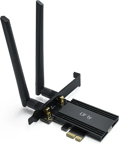 QFly Tarjeta PCIe WiFi 6E, adaptador de tarjeta de red AX210 para juegos de PC, Bluetooth 5.3, Tri-Band (802.11ax) 5400Mbps 6GHz tarjetas LAN