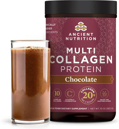 Ancient Nutrition Péptidos de colágeno en polvo, proteína de colágeno múltiple, mujeres y hombres, vitamina C, probióticos, colágeno hidrolizado,