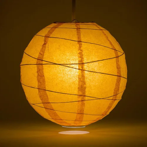 Vista 2 de Luna Bazaar Pantalla de lámpara de papel prémium (16 pulgadas, acanalado de estilo libre, naranja mango) – Decoración colgante china/japonesa