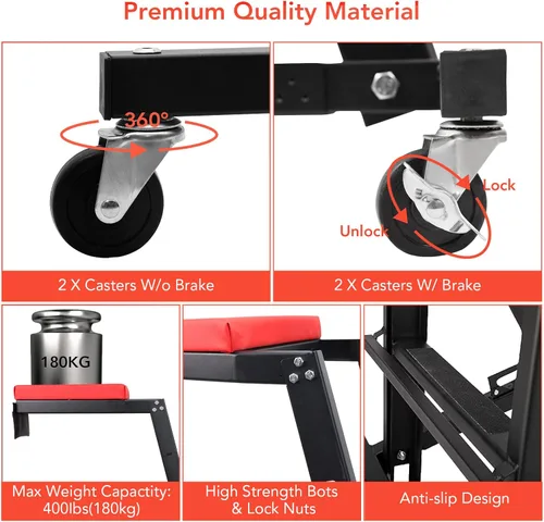 Vista 3 de Enredadera ajustable para motor automotriz, cubierta acolchada gruesa, plegable, capacidad de 400 libras para garaje en el hogar, mantenimiento
