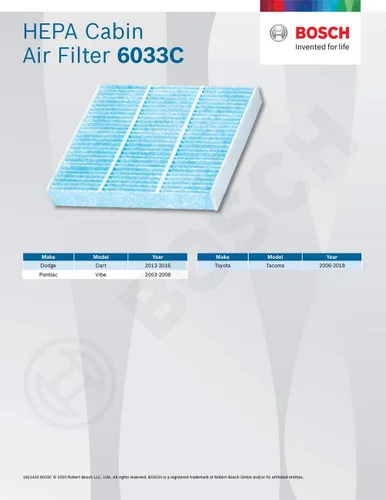 Vista 6 de Bosch Automotive 6033C - Filtro de aire HEPA para cabina de automóvil