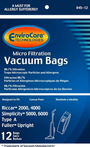 Vista 2 de EnviroCare Bolsas de polvo para aspiradora de microfiltración de repuesto hechas para adaptarse a los montantes de la CPU de la alfombra Pro