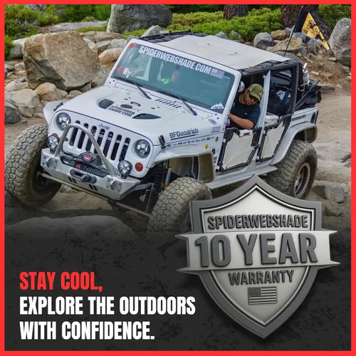 Vista 7 de Malla para sombra SPIDERWEBSHADE para Jeep Wrangler JKini con protección UV, accesorio hecho en EE.UU., para tu JK de 2 puertas y JKU de 4 puertas