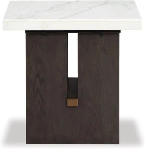 Vista 7 de Signature Design by Ashley Burkhaus - Mesa auxiliar tradicional con mesa de mármol, marrón oscuro y blanco