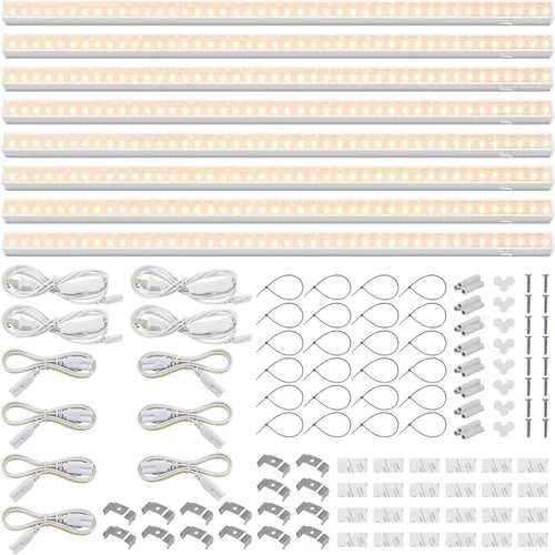 Vista 15 de Barrina Luces de crecimiento T5, lámpara de crecimiento de 1 pie para plantas de interior de espectro completo, bombillas LED de cobertura negra