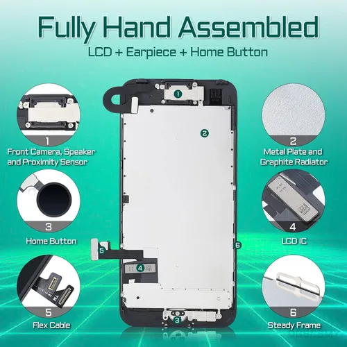 Vista 2 de Para iPhone 7 Reemplazo de pantalla negro 4.7 "con botón de inicio 3D táctil pantalla LCD digitalizador Kit de reparación de montaje completo Cámara