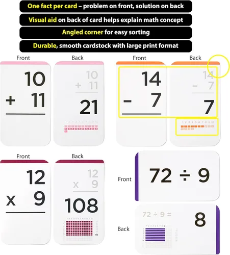 Vista 6 de Juego de Tarjetas Flash de Matemáticas Galardonado: 600 Datos para Suma, Resta, Multiplicación y División - 10 Divertidos Juegos de Aprendizaje