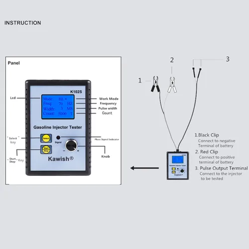 Vista 8 de probador y limpiador de inyector de combustible, probador de inyector de combustible K102S profesional, probadores de inyector de gasolina