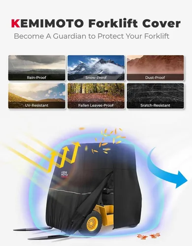 Vista 5 de KEMIMOTO Cubierta para carretilla elevadora, cremallera lateral fácil de conseguir artículos escotilla resistente 420D Oxford compatible
