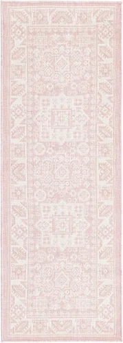 Vista 222 de Unique Loom Outdoor Aztec Collection Alfombra de área - Chalca (10 pies, redonda, azul/marfil)