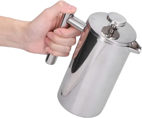Vista 7 de GLOGLOW Cafetera de prensa francesa, prensas de café de acero inoxidable, cafetera, portátil, manual, tetera para oficina en casa (27.1 fl oz)