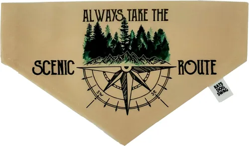 Always Take the Scenic Route pet bandana, nature loving dog neckwear (Large)