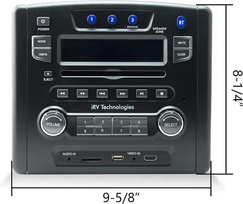 Vista 3 de iRV Technology iRV34 AM/FM/CD/DVD/MP3/MP4 /USB/SD/HDMI/Digital2.1/Sonido Surround/Bluetooth 3 zonas de montaje en pared RV Radio estéreo