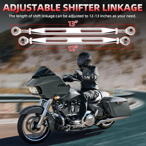 Vista 6 de Amazicha Cambio de cambios cromado compatible con Harley Softail Dyna Street Glide Touring Road King 1980-2023