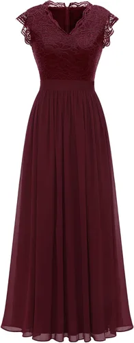 Vista 2 de Dressystar - Vestido de dama de honor sin mangas con cuello en V para mujer vestido de fiesta de boda