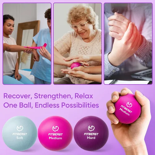 Vista 5 de FitBeast Grip Strength Trainer, Finger Exerciser, Stress Balls for Adults 6-Piece Set, Hand Therapy for Strength, Recovery & Stress Relief, Forearm