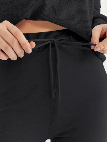 Vista 5 de LILLUSORY Conjunto de 2 piezas para mujer, sudadera de punto de gran tamaño, pantalones de pierna ancha, conjunto de descanso