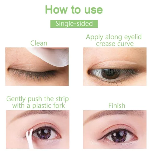 Vista 7 de 200 unidades de cinta de párpados medianos naturales, tiras de corrección de párpados portátiles, autoadhesivas, transpirables, tira de elevación