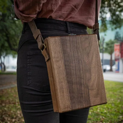 Vista 6 de Writers Messenger - Caja de madera multifuncional hecha a mano, bolsa de cartero, bolsa de herramientas portátil para artista, bolsa de herramientas