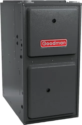 Goodman 120,000 BTU 96% de eficiencia, horno de flujo ascendente/horizontal de dos etapas y velocidad múltiple Modelo: (GR9T961205DN) El gabinete es