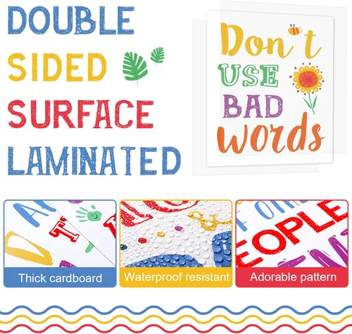 Vista 3 de 20 Pieces Ten Commandments Poster for Kids Christian Bible Verse Poster Inspirational Religious Scripture Wall Decoration for Classroom Church