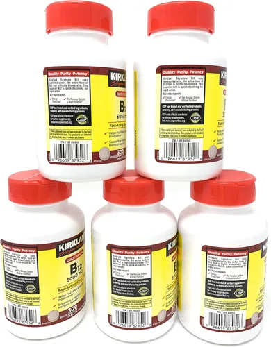 Vista 3 de Kirkland Signature Sublingual B-12 5000 mcg, 5 botellas (300 tabletas)