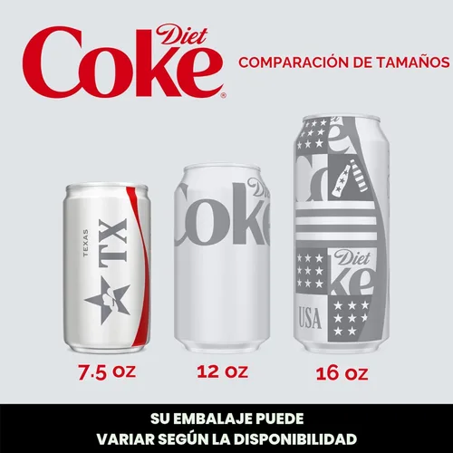 Vista 5 de Diet Coke Paquete para Refrigerador de Diet Soda, latas de 7.5 fl oz, paquete de 10 - Mini bebidas refrescantes de soda