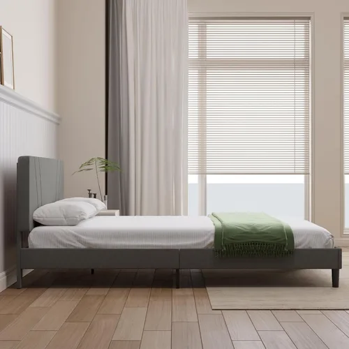 Vista 83 de Novilla Base de cama de plataforma tamaño Queen con cabecera ajustable tapizada, marco de cama Queen, no necesita somier, sin ruido, fácil montaje