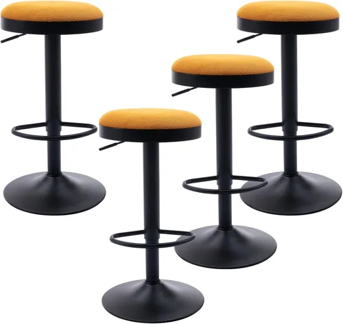 Vista 28 de Taburetes de bar sin espalda, juego de 3 taburetes de bar redondos ajustables para encimera de cocina, taburete giratorio de altura de barra, silla