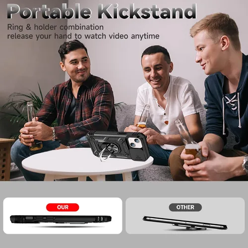 Vista 6 de HNHYGETE Funda para iPhone 13 con protector de pantalla HD: [grado militar de 20 pies probada en caídas] Funda protectora a prueba de golpes