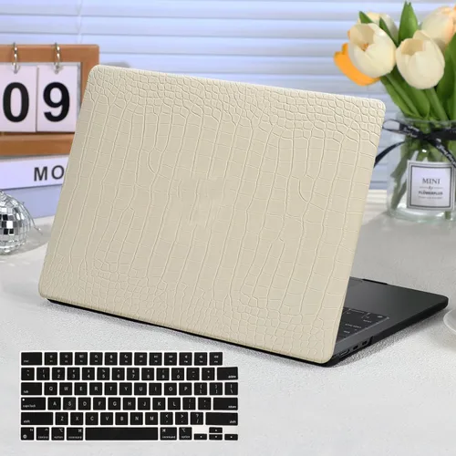 Vista 8 de Funut Funda de cocodrilo para MacBook Air de 15 pulgadas M5 M4 M3 M2 2026 2025-2023 A3448 A3241 A3114 A2941, elegante funda de piel de cocodrilo