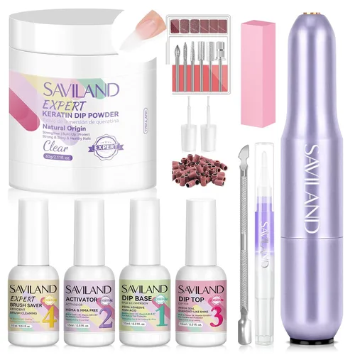 Vista 9 de SAVILAND Kit de iniciación de polvo de inmersión transparente para uñas: 2.12 oz 2.1 oz polvo de inmersión para uñas con polvo de inmersión