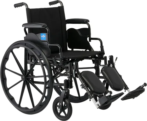 Vista 8 de Medline Silla de ruedas ligera para adultos con brazos de longitud de escritorio, apoyabrazos que se elevan y respaldo que se balancea; asiento
