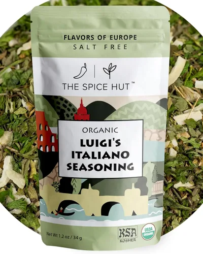 Luigi's - Condimento italiano, condimento italiano clásico orgánico rico y robusto, bolsa pequeña sin sal, condimento italiano Luigi's, 1.2 onzas,