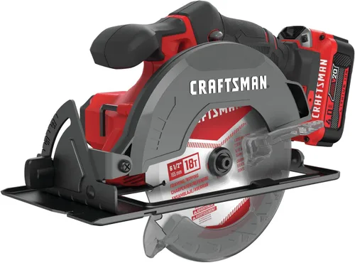 CRAFTSMAN Kit de sierra circular inalámbrica V20, 6-1/2 pulgadas, batería y cargador incluidos (CMCS500M1)
