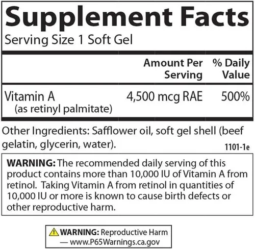 Vista 4 de Carlson Labs Palmitato de vitamina A, 15000 UI, 120 cápsulas blandas