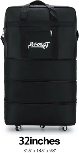 Vista 8 de Bolsa de lona expandible con ruedas giratorias, maleta, plegable, expandible, Negro -, Moda moderna