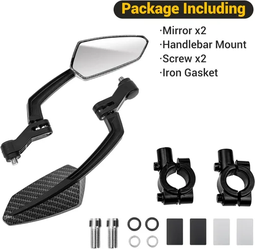Vista 5 de Espejos de bicicleta para manillar, espejos retrovisores giratorios de 360°, gran angular, seguros a prueba de golpes, espejos de bicicleta