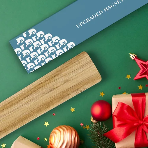 Vista 7 de Soporte magnético para cuchillos de pared, tira magnética de cuchillos de madera de acacia sin necesidad de perforación, soporte magnético