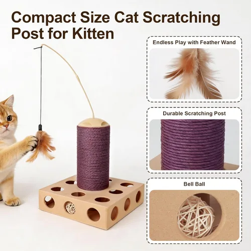 Vista 4 de PAWISE Cat Scratcher – Reversible Cardboard Scratching Pad, Durable Cat Scratch Bowl & Bed, Interactive Scratcher for Indoor Cats & Kittens (8.6X8.6)