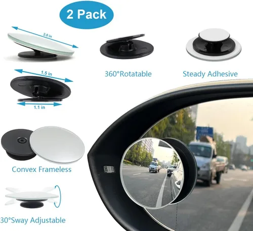 Vista 3 de Kitbest - Espejo retrovisor, universal con clip, gran angular, antirreflejos, tinte azul para automóvil