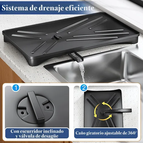 Vista 4 de SNTD Escurridor de platos para encimera de cocina - Escurridor grande con bandeja de drenaje, escurridor de platos a prueba de óxido con soporte