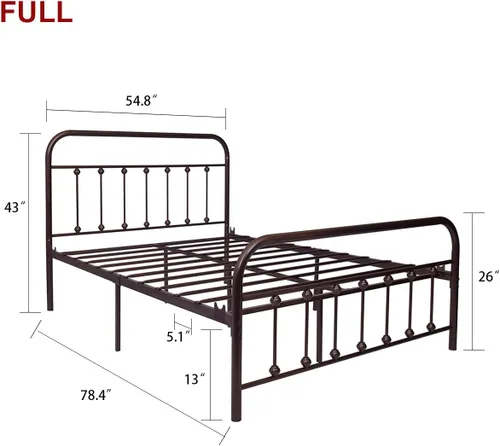Vista 29 de TEMMER - Cama con estructura de tubos de metal de tamaño queen con cabecera, piecera y base de colchón de plataforma única, 8013 8033 8018.