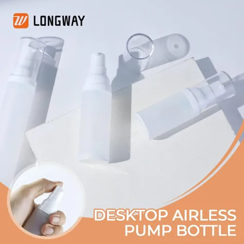 Vista 8 de LONGWAY Botella de bomba de crema cosmética sin aire de 0.67 onzas, dispensador de tamaño de viaje, recipientes recargables/fundación botella