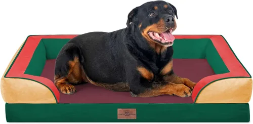 Vista 111 de Comfort Expression - Cama ortopédica para perros medianos de 30x20 pulgadas, cama impermeable de espuma de huevera para mascotas medianas
