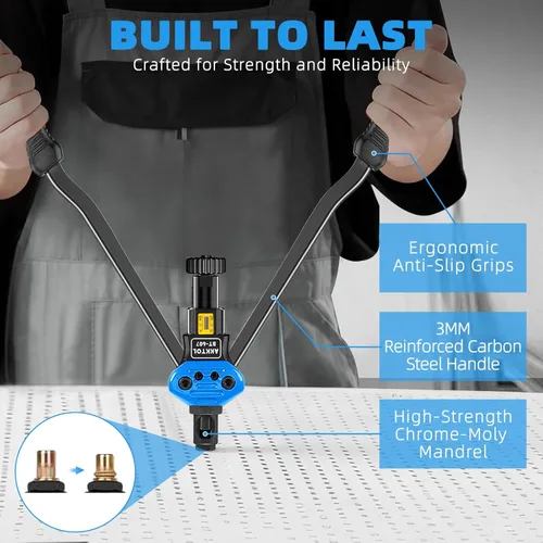 Vista 3 de AKKTOL Kit de herramientas de tuerca de remache, kit de herramientas de remache de 16 pulgadas con 15 mandriles métricos y SAE, kit surtido